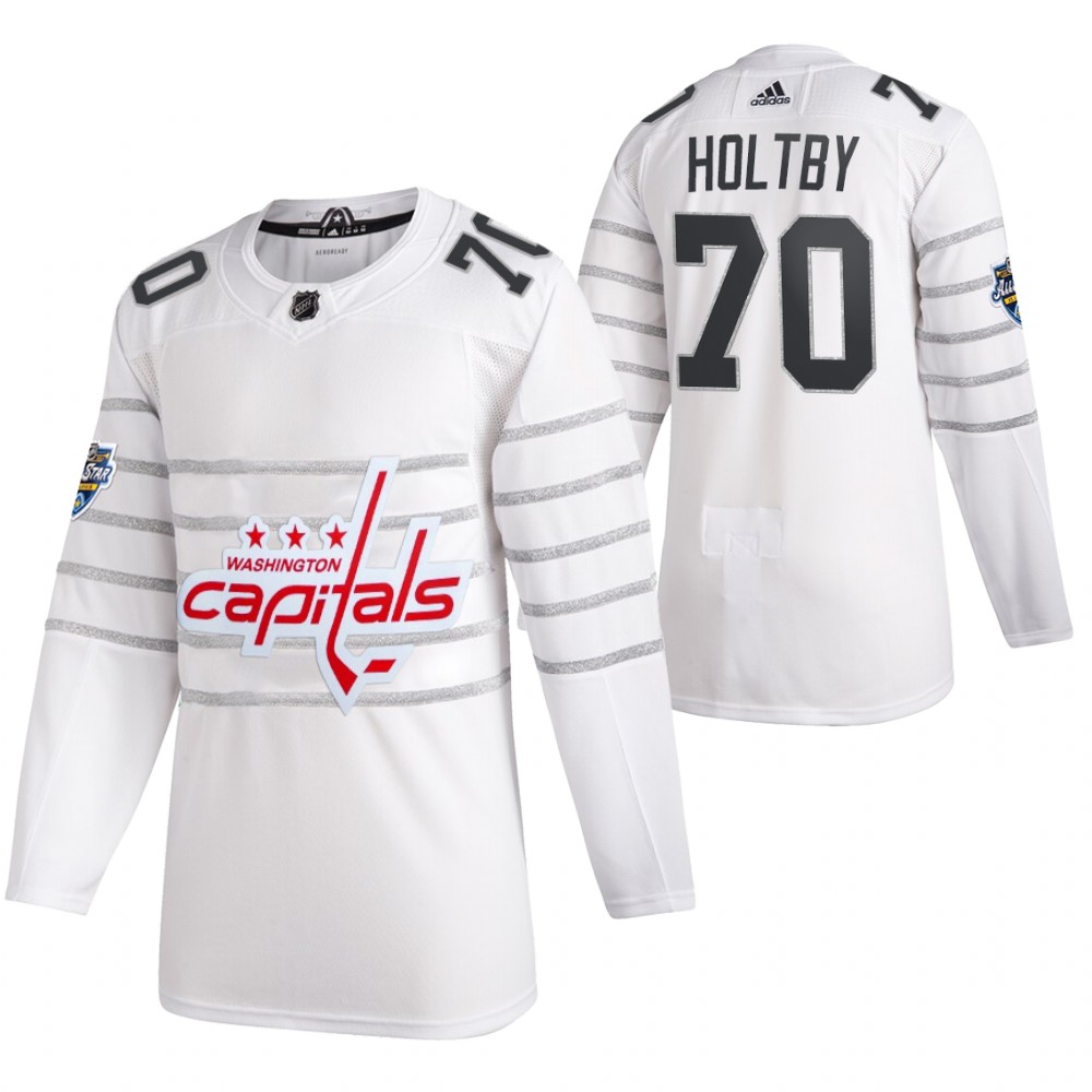 Men's Washington Capitals #70 Braden Holtby 2020 White All Star Stitched NHL Jersey